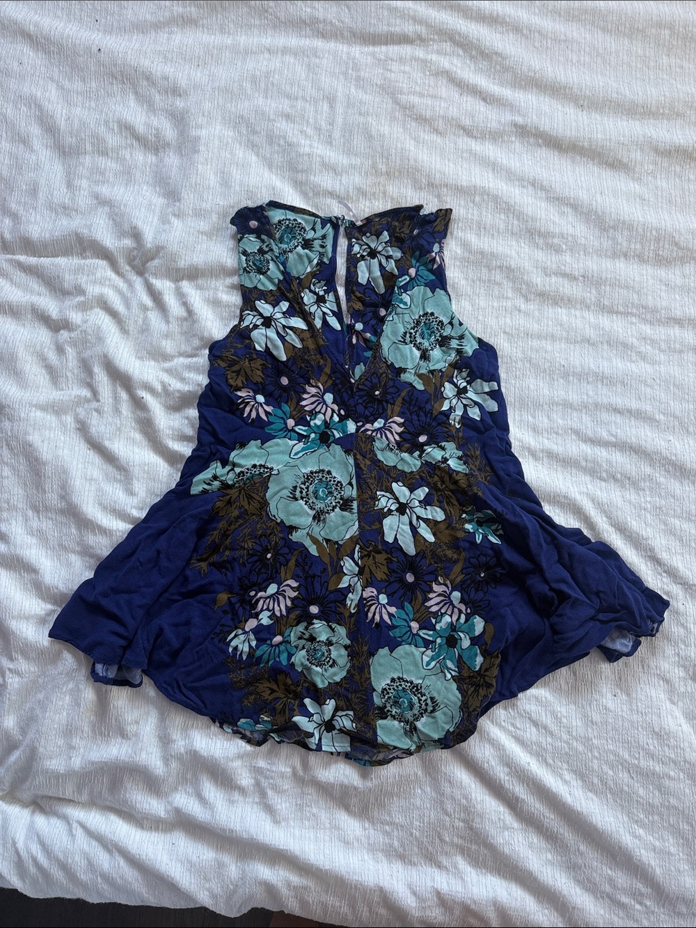 Free People Navy Blue Floral Sleeveless Blouse